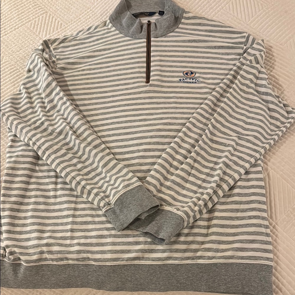 Pacific Dunes Men's Grey Striped Sweater